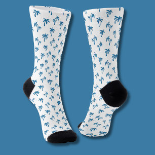 Tropisch palmbomenpatroon blauw sokken