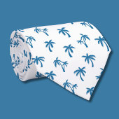 Tropisch palmbomenpatroon blauw stropdas