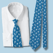 Tropisch palmbomenpatroon blauw stropdas