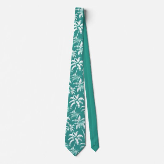 Tropisch palmbomenpatroon turquoise kuststijl stropdas (Voorkant)
