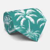 Tropisch palmbomenpatroon turquoise kuststijl stropdas (Opgerold)