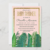 Tropisch palmboom Banana Leaf Gold Baby shower Kaart (Voorkant)