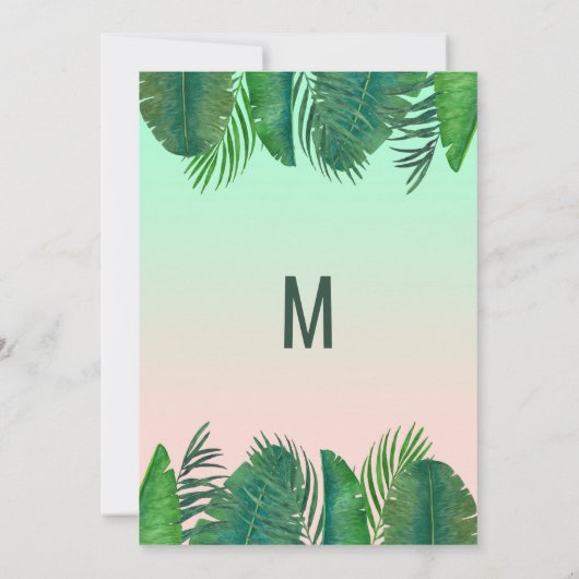 Tropisch palmboom Banana Leaf Gold Baby shower Kaart (Achterkant)