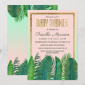 Tropisch palmboom Banana Leaf Gold Baby shower Kaart (Voorkant / Achterkant)