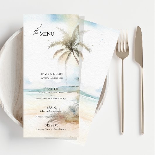 Tropisch Palmboom Bestemming Trouwmenu