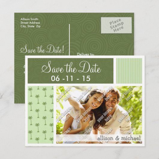 Tropisch Palmboom Patroon Aankondigingskaart (Voorkant / Achterkant)