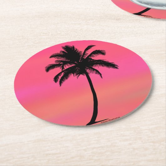 Tropisch palmboom Silhouette Onderzetter (Gebogen)