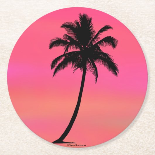Tropisch palmboom Silhouette Onderzetter (Voorkant)