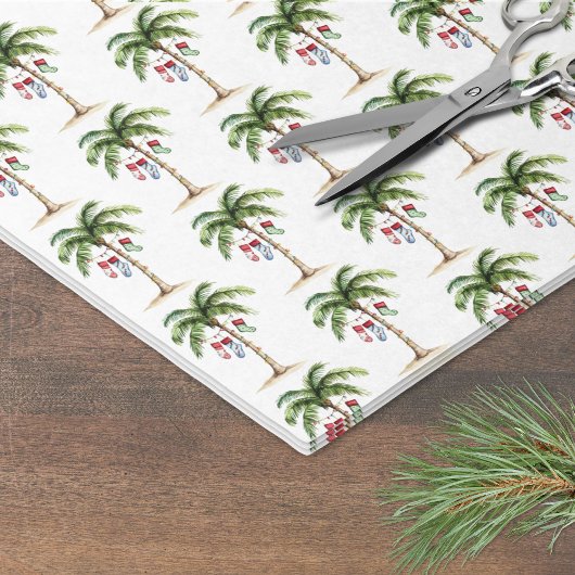 Tropisch Palmboom Strand Kerstmis Tissuepapier