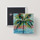 Tropisch | Palmboom Vierkante Button 5,1 Cm (Voorkant /achterkant)