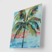 Tropisch | Palmboom Vierkante Klok (Hoek)