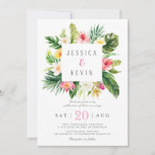 Tropisch palmboomblad en gepersonaliseerd bloem kaart (Voorkant)