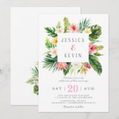 Tropisch palmboomblad en gepersonaliseerd bloem kaart (Voorkant / Achterkant)