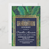 Tropisch palmboomgroen goudblauw Afstuderen Kaart (Voorkant)