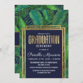 Tropisch palmboomgroen goudblauw Afstuderen Kaart (Voorkant / Achterkant)