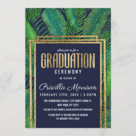 Tropisch palmboomgroen goudblauw Afstuderen Kaart