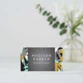 Tropisch palmboompatroon | Metaal geborsteld Visitekaartje (Staand voorkant)