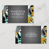 Tropisch palmboompatroon | Metaal geborsteld Visitekaartje (Voorkant / Achterkant)