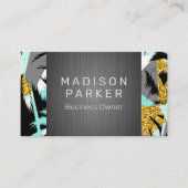 Tropisch palmboompatroon | Metaal geborsteld Visitekaartje (Voorkant)