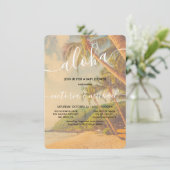 Tropisch palmbos strand Aloha Baby shower Kaart (Staand voorkant)