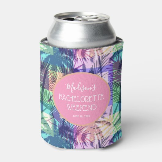 Tropisch Palmen Bruiloft Weekend Feest Blikjeskoeler (Blikje Voorkant)