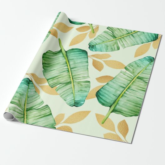 Tropisch palmenbladeren patroon cadeaupapier (Uitgerold)