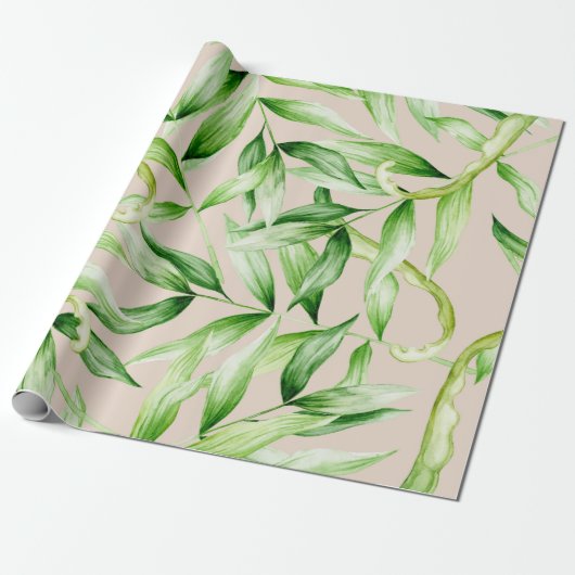 Tropisch palmenbladeren patroon cadeaupapier (Uitgerold)