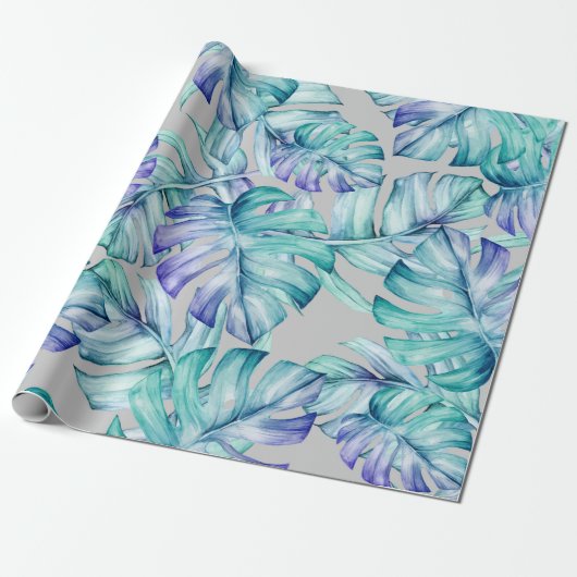 Tropisch palmenbladeren patroon cadeaupapier (Uitgerold)