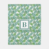 Tropisch palmenbladeren patroon met monogram fleece deken (Voorkant)