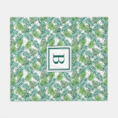 Tropisch palmenbladeren patroon met monogram fleece deken (Voorkant (Horizontaal))