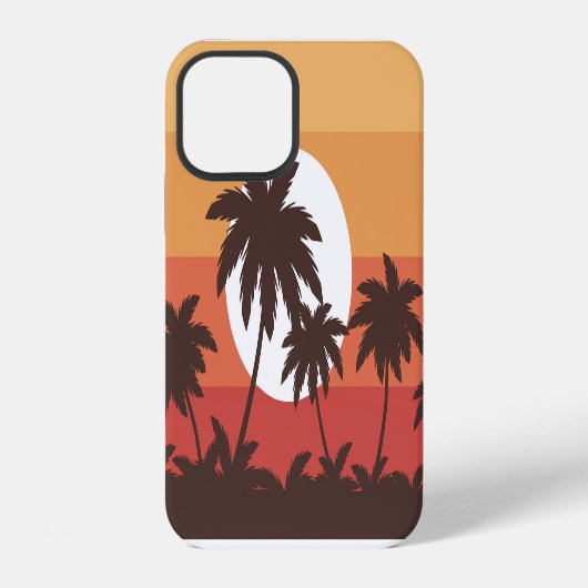 Tropisch palmenstrand zonsondergang vintage iPhone hoesje (Achterkant)