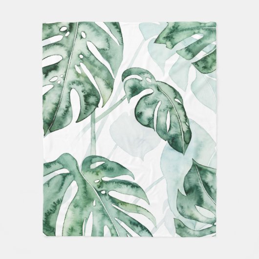 Tropisch palmgespleten lef fleece deken (Voorkant)