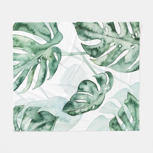 Tropisch palmgespleten lef fleece deken (Voorkant (Horizontaal))