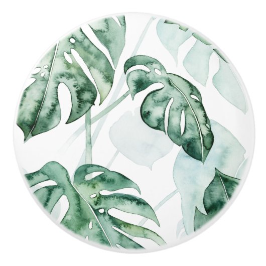 Tropisch palmgespleten lef keramische knop (Voorkant)