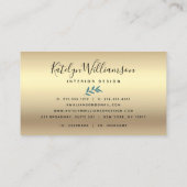 Tropisch palmgoud blauwgroen elegante scripttypogr visitekaartje (Achterkant)