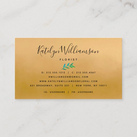 Tropisch palmgoud blauwgroen groen ombre elegant s visitekaartje (Achterkant)