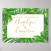 Tropisch palmgras Beach Island Weddenschap Poster (Voorkant)