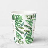 Tropisch palmgroen en goudscript vrijgezellenfeest papieren bekers (Links)