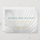 Tropisch palmgroen neonschrift, zoete 16 verjaarda save the date (Achterkant)