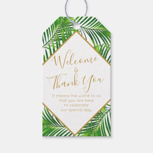 Tropisch palmgroen strand cadeaulabel (Voorkant)