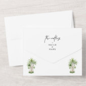 Tropisch palmhuwelijk all in one uitnodiging (Achterkant)