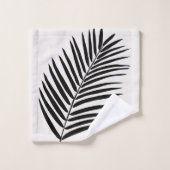 Tropisch palmleder, crème, wit en zwart bad handdoek (Wasdoekje)