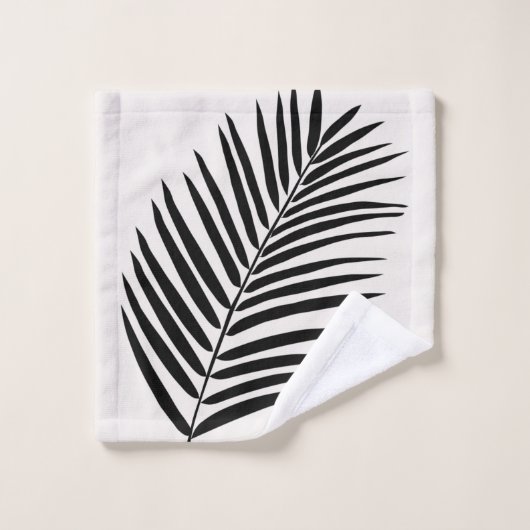 Tropisch palmleder, crème, wit en zwart bad handdoek (Wasdoekje)