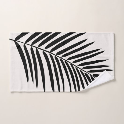 Tropisch palmleder, crème, wit en zwart bad handdoek (Handdoek)