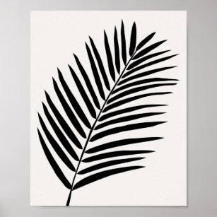 Tropisch palmleder, crème, wit en zwart poster