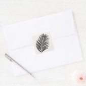 Tropisch palmleder, crème, wit en zwart vierkante sticker (Envelop)