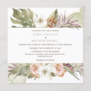 Tropisch palmleder Floral Green Square Weddenschap Kaart