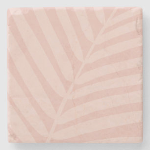 Tropisch palmleder Soft Beige and Blush Stenen Onderzetter
