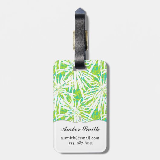 Tropisch palmlederen patroon bagagelabel (Achterkant verticaal)