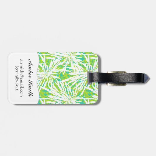 Tropisch palmlederen patroon bagagelabel (Achterkant horizontaal)